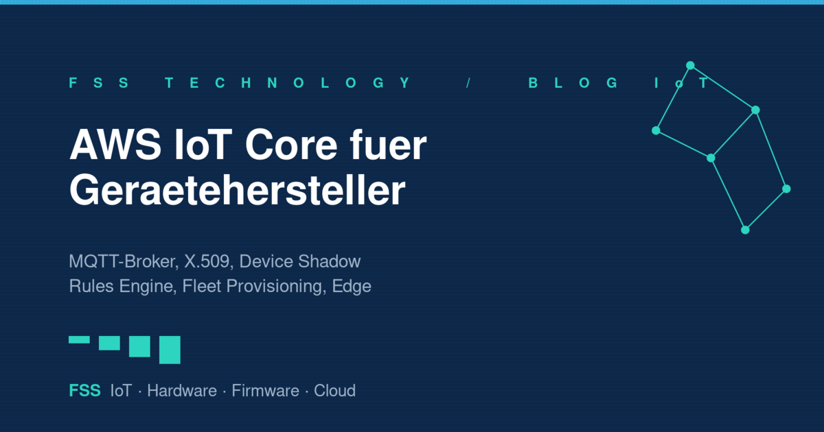 Architektur von AWS IoT Core für IoT-Gerätehersteller mit MQTT-Broker und Device Shadow, Grafik von FSS Technology