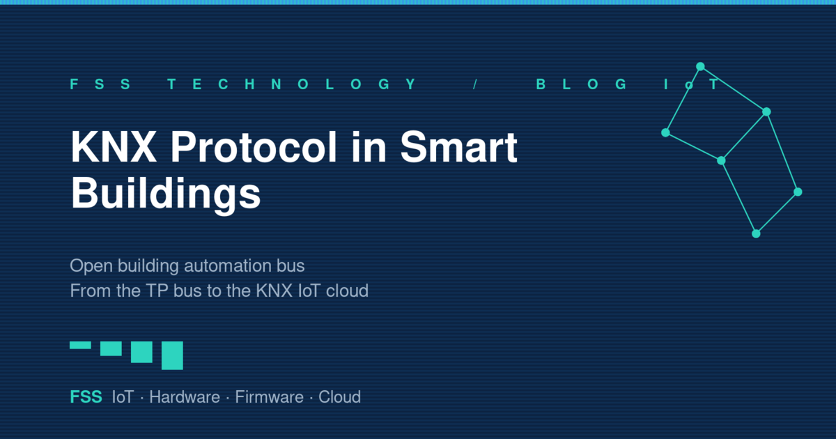KNX protocol in a smart building, bus topology and IoT cloud integration, FSS Technology graphic