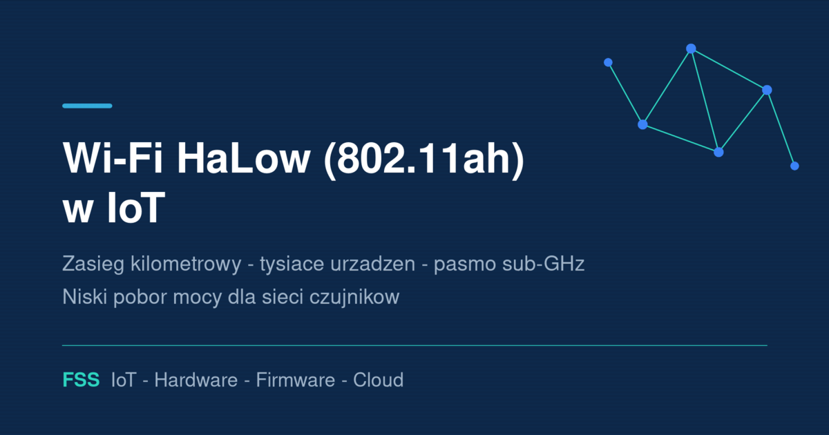 Grafika Wi-Fi HaLow (802.11ah) w IoT - siec czujnikow sub-GHz o zasiegu kilometrowym i niskim poborze mocy
